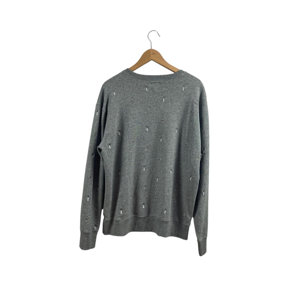 J. Crew Vintage Fleece Crewneck Sweatshirt Lighthouse Embroidered Sz L - Picture 4 of 10